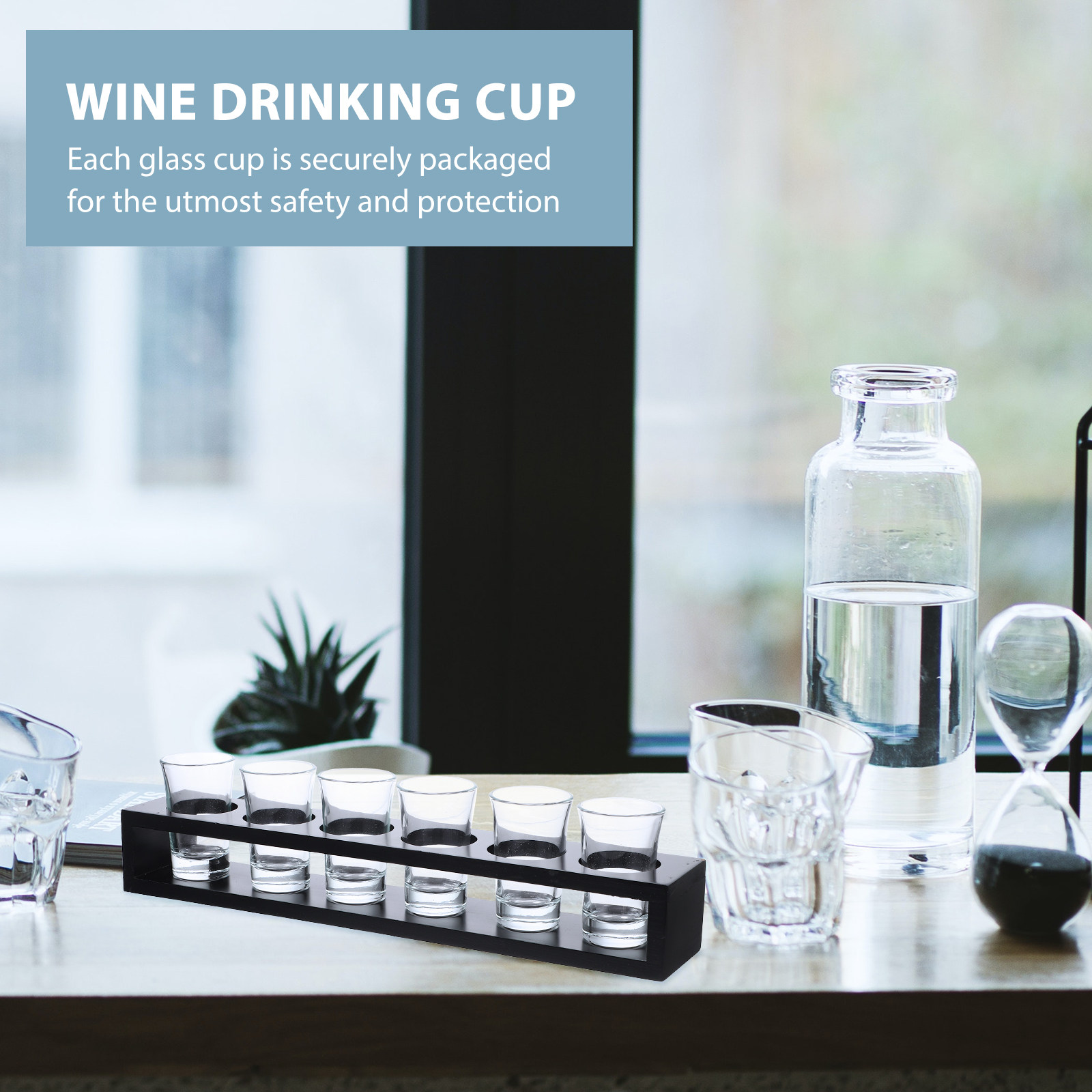 Wine Glass Set with Wooden Hol - Home Bar Set 评论和价格