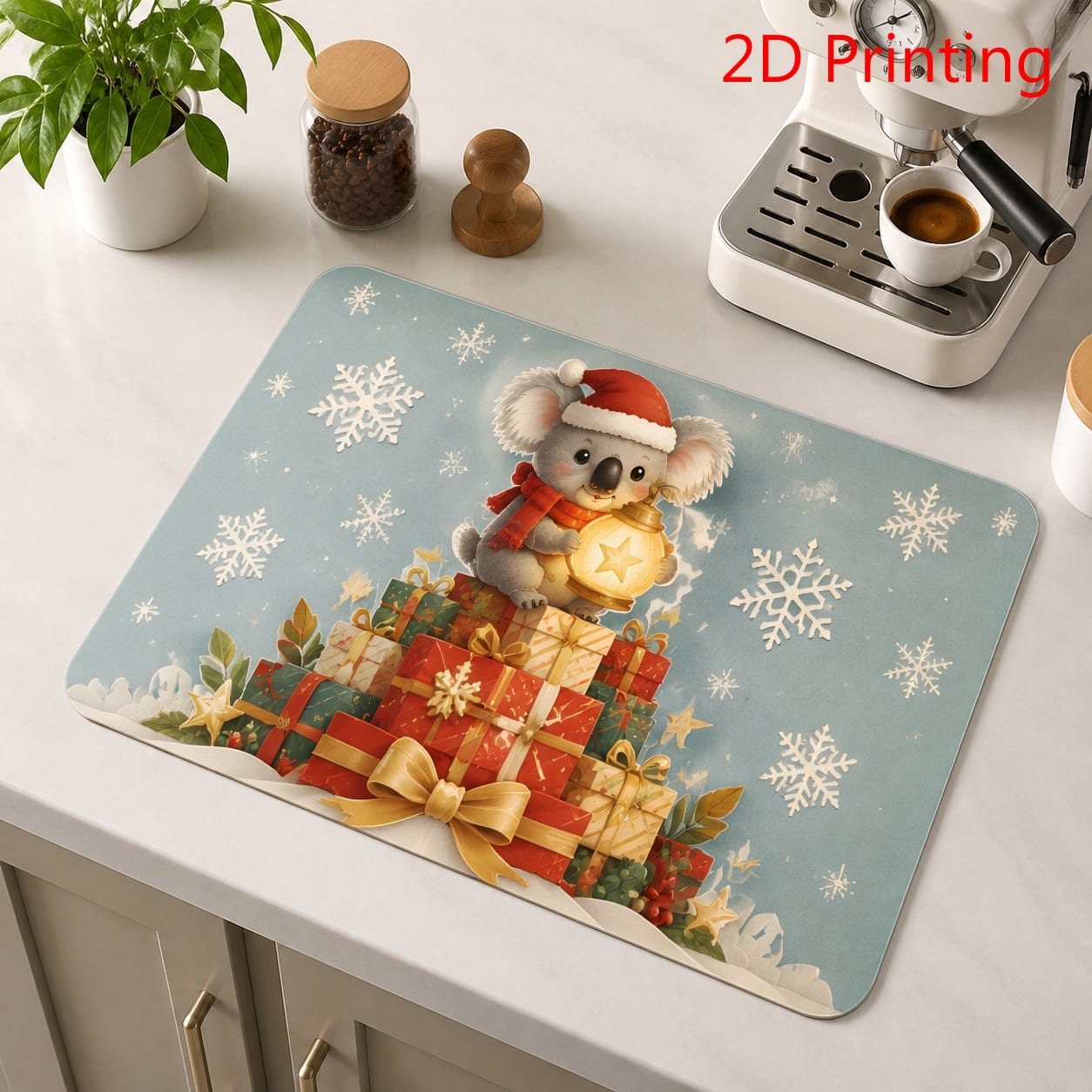 Cozy Christmas Coffee Bar Dish - Bar Mat Rubber 评论和价格