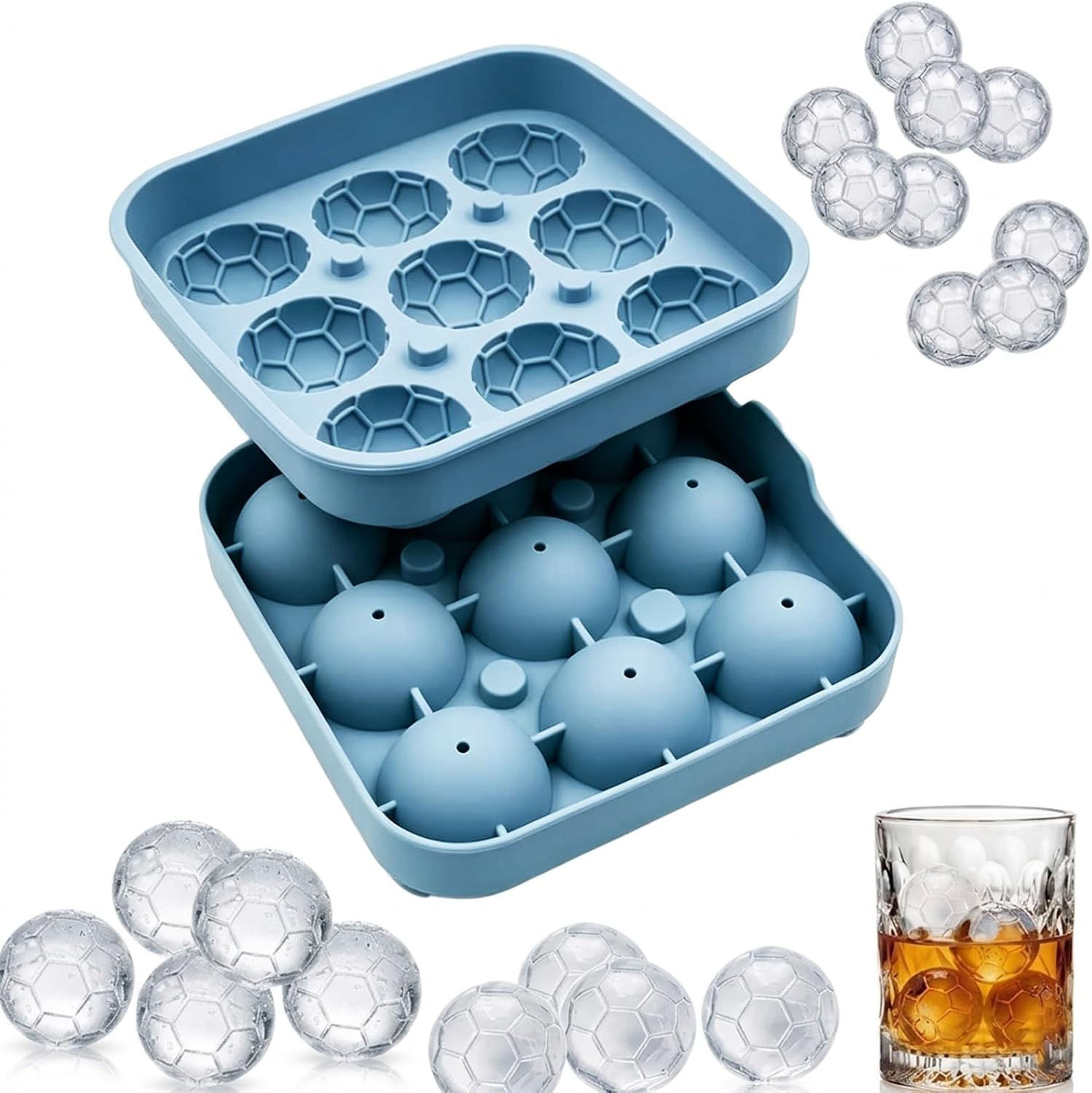 Soccer Ball Ice Cube Molds,9/4 - Ice Mold Sphere 评论和价格