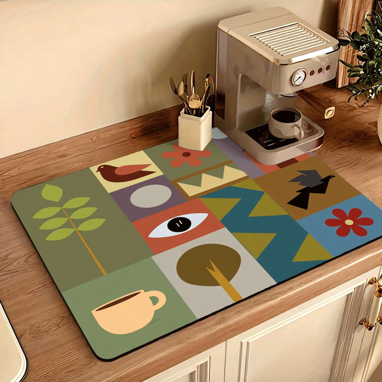 Mid-Century Modern Geometric P - Bar Mat Rubber 评论和价格
